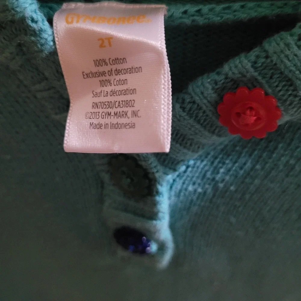 Gymboree Girls Turquoise Bear Crown Sweater dressc Size 2T vintage Sweet Music